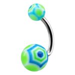 Belly Ring – Green UV Web Ball Design