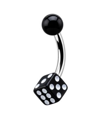 Curved Barbell – Black UV Ball & Dice
