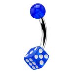 Curved Barbell – Blue UV Ball & Dice