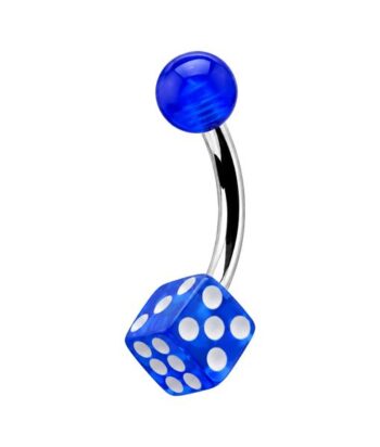 Curved Barbell – Blue UV Ball & Dice