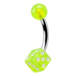 Curved Barbell – Green UV Ball & Dice