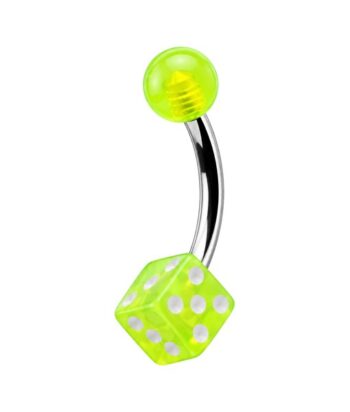 Curved Barbell – Green UV Ball & Dice