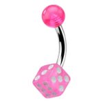 Curved Barbell – Pink UV Ball & Dice