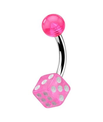 Curved Barbell – Pink UV Ball & Dice