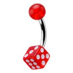 Curved Barbell – Red UV Ball & Dice