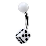 Curved Barbell – White UV Ball & Dice