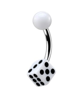 Curved Barbell – White UV Ball & Dice