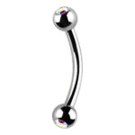 Eyebrow Curved Barbell – Double Stone Clear