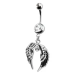 Angel Wing Belly Ring – Clear Crystal