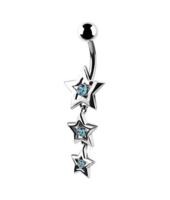 Belly Ring – Dangle Star Design – Aqua