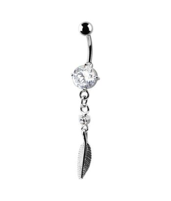Belly Ring – Crystal Jewelled Charm With Feather Drop