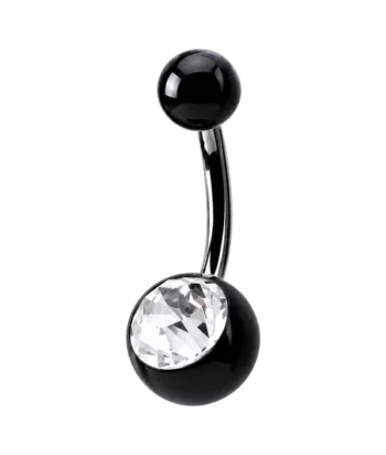 Belly Ring – Black Acrylic With Clear Jewel