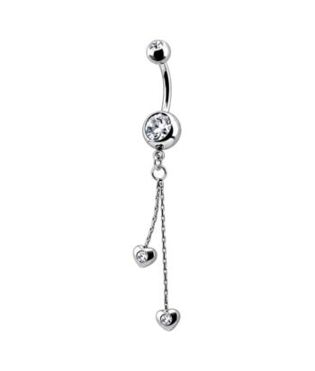 Belly Ring – Crystal Double Jewel With Drop Charm