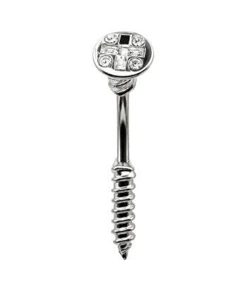 Belly Ring – Screw Design – Crystal – 316L Surgical Steel