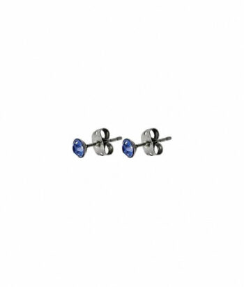 Sapphire Prong Set Steel Ear Studs By Pair
