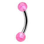 Pink Faceted Balls Banana Barbell