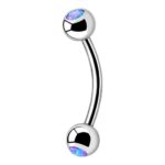 Eyebrow – Micro Banana – Opal Balls – Purple – 316L Surgical Steel