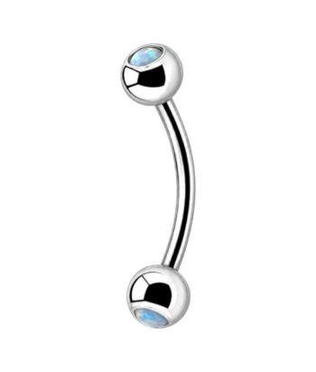 Eyebrow – Micro Banana – Opal Balls – White – 316L Surgical Steel