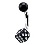 Curved Barbell – Black UV Ball & Dice