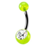 Belly Ring – Green Acrylic With Crystal Jewel