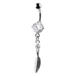 Belly Ring – Crystal Jewelled Charm With Feather Drop
