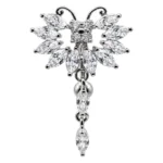 Belly Ring – Reverse Butterfly – Crystal – 316L Surgical Steel