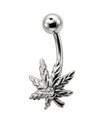 Belly Ring – Cannabis Leaf Design – 316L Surgical Steel