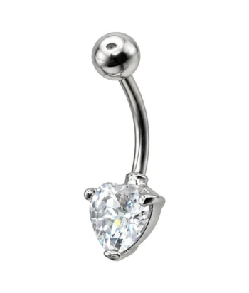 Internal Single Heart CZ Jewelled Banana