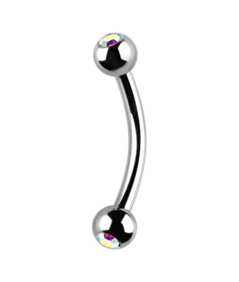 Eyebrow Curved Barbell – Double Stone Clear
